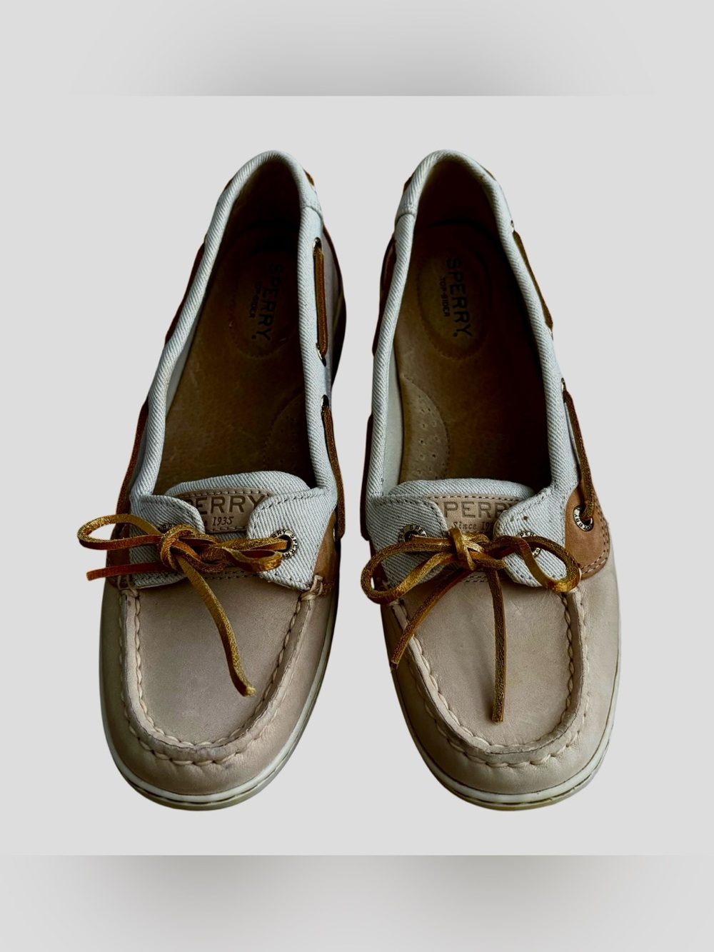Sperry Two-Tone Beige Brown Women's Boat Loafers Preppy Nautical
